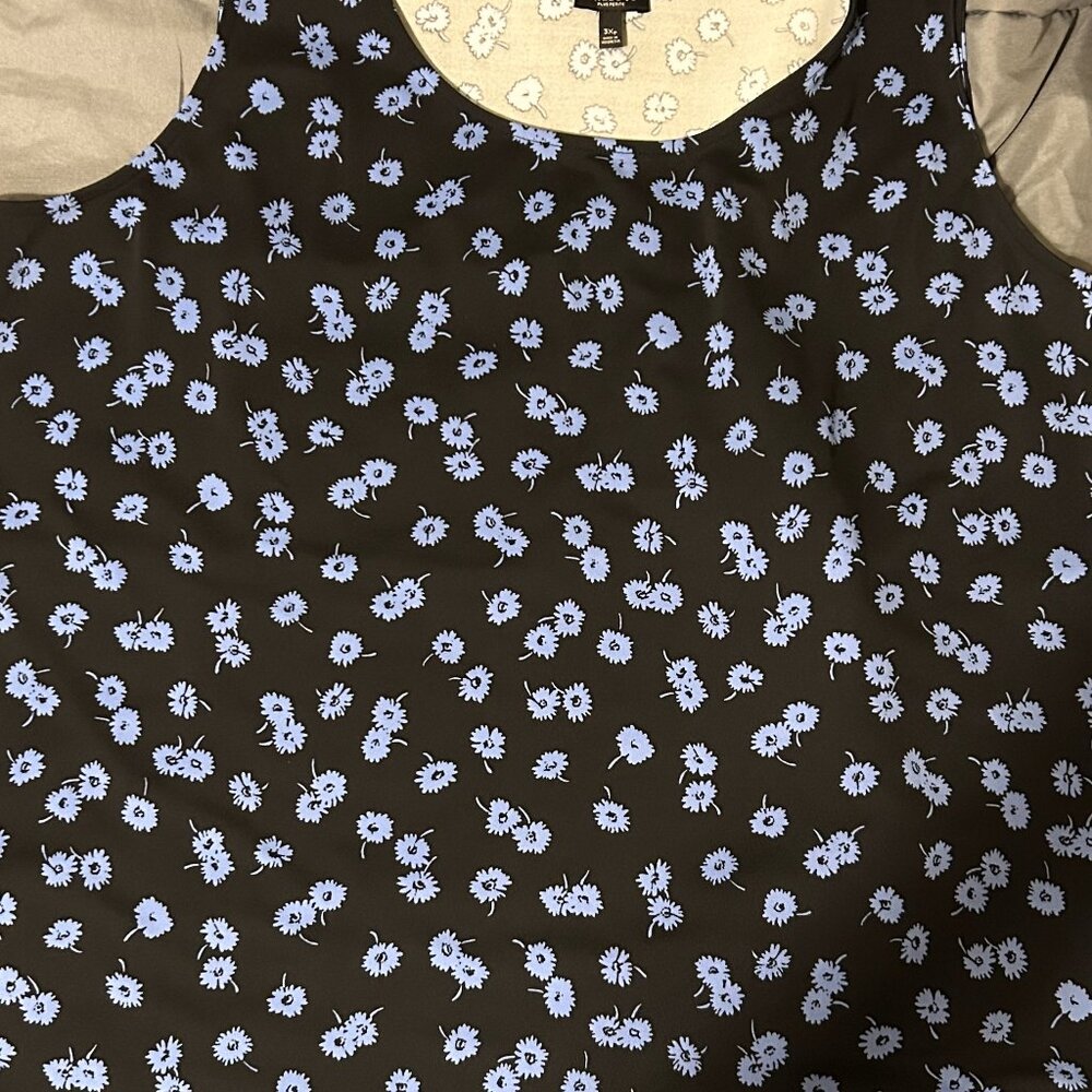 Talbots Plus Navy Floral Print Tank Top Size 3X